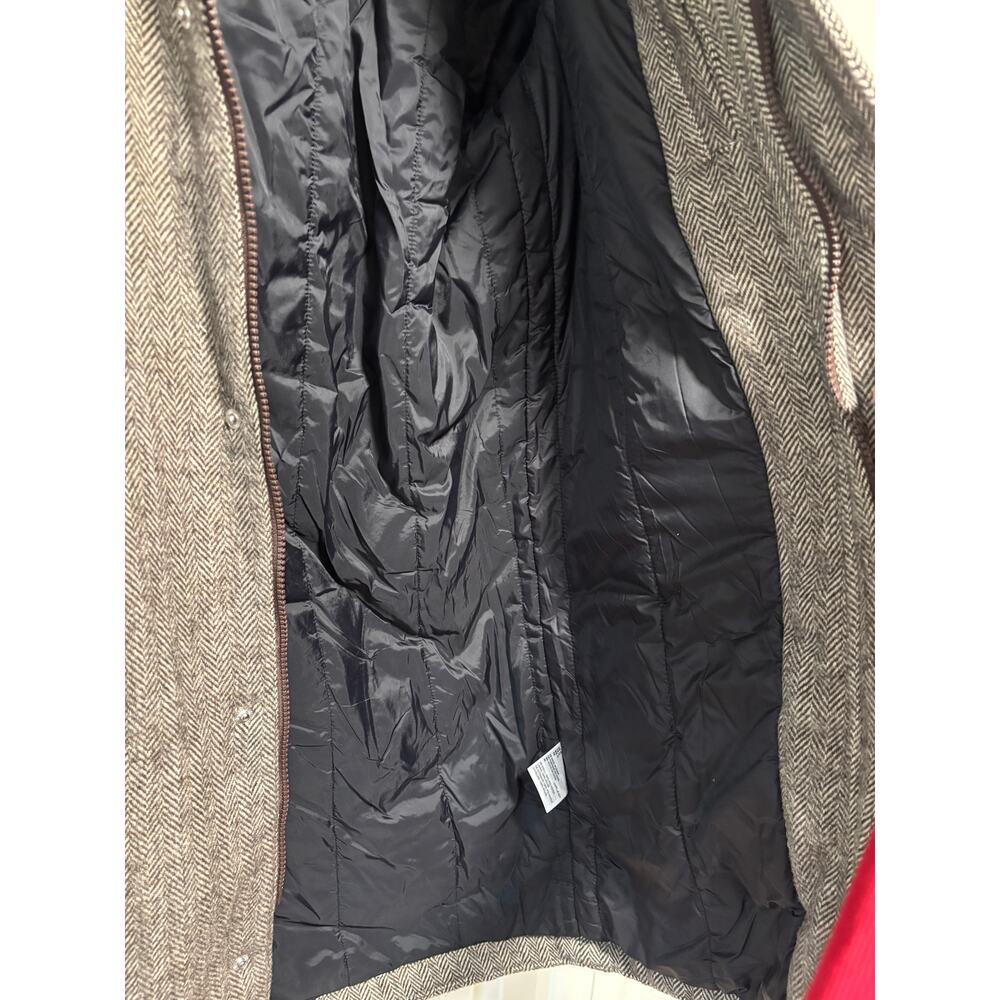 And Now This Brown Herringbone Hooded Coat M - Picture 6 of 12